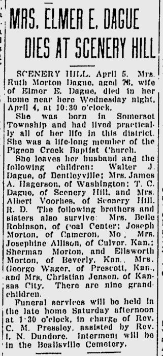 Ruth Morton Dague obit